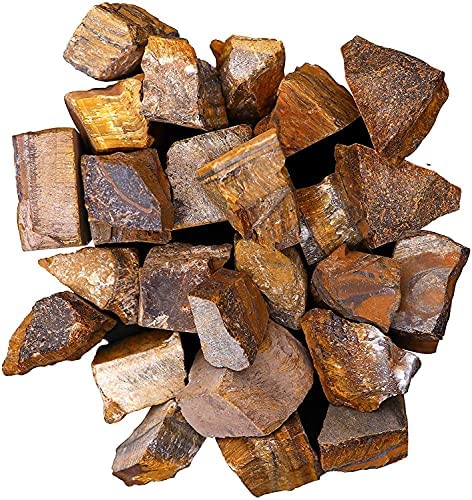 Tiger Eye Rough Stones For Rock Tumbler, Raw Stones for Tumbling, Jewelry Making, Polishing, Cabbing, Lapidary, Fountain Rocks, Decoration, Wire Wrapping, Gem Mining, Reiki Healing 1 lb