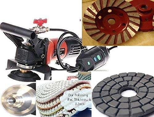 4-Inch to 5-Inch Variable Speed Wet Polisher Grinder Sanding Diamond Polishing Pad Glaze Buff Grinding cup wheel 23+3 Granite Concrete Marble Brick Block Slate Quartz Travertine Terrazzo Lapidary