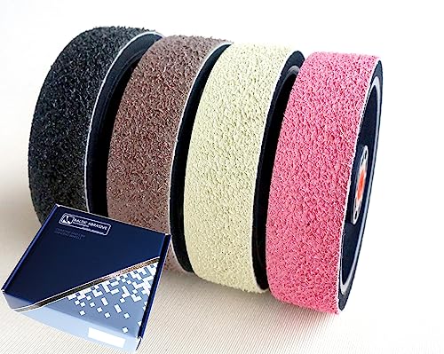 6" Set of 4 pcs Grits: 280,600,1200,3000 Premium REZ Soft Lapidary Diamond Wheels for Cabbing Grinding Sanding Polishing Operations. Perfect to Work with Stones, Gemstones, Glass