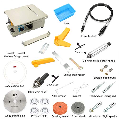 TOPCHANCES Mini Table Saws ,Multifunction Jewelry Rock Bench Polishing Grinding Machine Table Bench Lathe Benchtop Polisher Took Kit for DIY Jewelry Lapidary Equipment ,0-10000r/min 110V