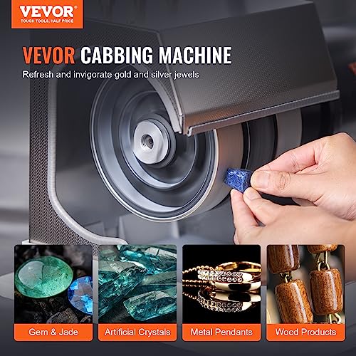 VEVOR Cabbing Machine, 6" 1/4HP 1800rpm Efficient, Lapidary Rock Grinder Polisher With Lamp & Water Pump, Gem Faceting Machine, Rock Grinding Machine for Gem Jade Stone, Create Cabochons for Necklaces