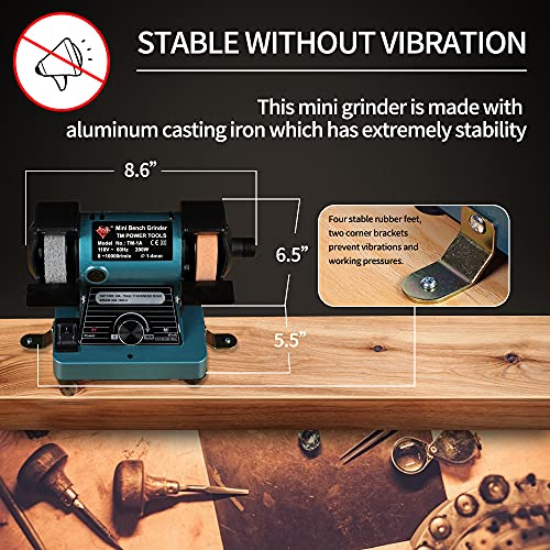LIBAOTML Mini Bench Grinder with Variable Speed for Polishing, Buffing, and Jewelry Making, Small Bench Polisher and Professional Lapidary Equipment for Rocks, Metals, and Gems