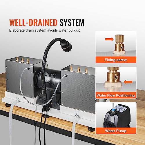 VEVOR Cabbing Machine, 6" 1/4HP 1800rpm Efficient, Lapidary Rock Grinder Polisher With Lamp & Water Pump, Gem Faceting Machine, Rock Grinding Machine for Gem Jade Stone, Create Cabochons for Necklaces
