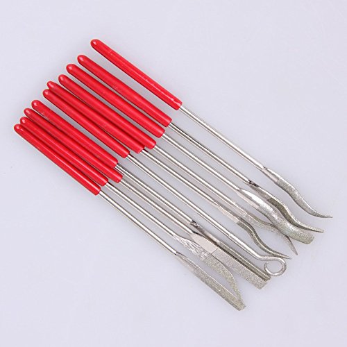 Chris.W 10Pcs Assorted Diamond Mini Riffler Files
