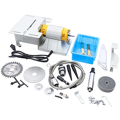 Fetcoi Mini Table Saws DIY Jewelry Lapidary Equipment, 230V Multi-Function Benchtop Buffer Rock Grinder Polishing Machine with Flexible Shaft, 10000r/Min, for Jewelry, Wood, Silver, Amber, Metal, Jade