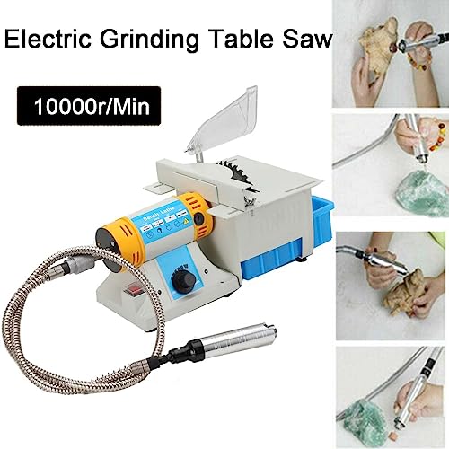Mini Table Saw Rock ECUTEE 320W Precision Polisher Polishing DIY Jewelry Lapidary Equipment Multi-Function Benchtop Buffer Rock Grinder Polishing Machine for Jewelry, Wood, Silver, Amber, Metal, Jade