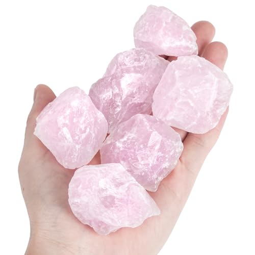 6PCS Rose Quartz Raw Crystals for Reiki Healing