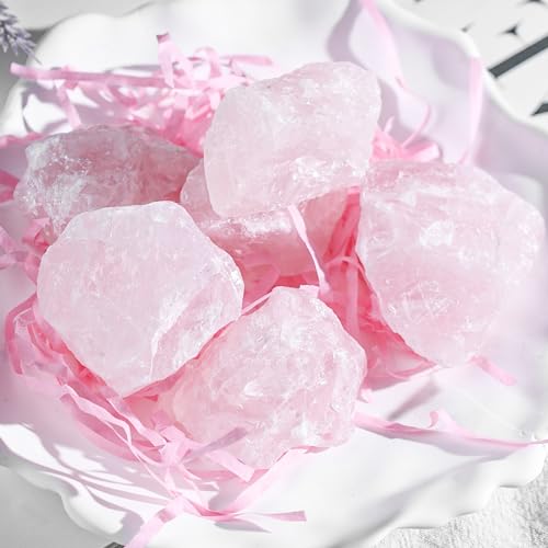 6PCS Rose Quartz Raw Crystals for Reiki Healing