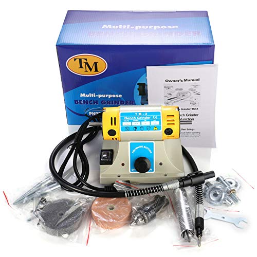 Jewelry Gem Polishing Grinding Machine Bench Lathe Rock Saw Lapidary Polisher Buffer 110V Mini Table Saw DIY Jewelry Grinder Equipment Tool 0-10000r/min with Flexible Shaft