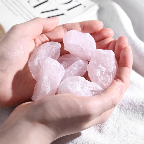 6PCS Rose Quartz Raw Crystals for Reiki Healing