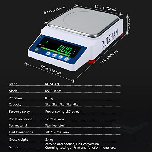 RUISHAN Lab Analytical Balances 3000g/0.01g Digital Scale