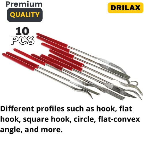 10-Piece Diamond Coated Needle File Set for Lapidary