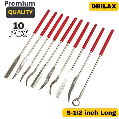 10-Piece Diamond Coated Needle File Set for Lapidary