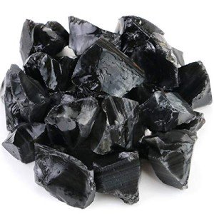 FIREBOOMOON 2lb/950g Rough Natural Black Obsidian Stones Raw Gemstone Crystal Rock for Cabbing,Tumbling,Cutting,Polishing,Lapidary,Wire Wrapping,Healing Reiki,Jewelry Making,Home Decoration(Black)
