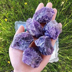 LAIDANLA Amethyst 2" Natural Rough Stones Crystal Large Raw Crystals Bulk Healing Gemstones for Reiki Healing Tumbling Fountain Rocks Wire Wrapping Decoration Cabbing Lapidary 4PCS 0.55lb