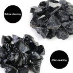 FIREBOOMOON 2lb/950g Rough Natural Black Obsidian Stones Raw Gemstone Crystal Rock for Cabbing,Tumbling,Cutting,Polishing,Lapidary,Wire Wrapping,Healing Reiki,Jewelry Making,Home Decoration(Black)