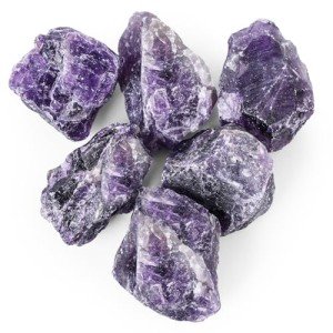 FUTUREPLUSX 6PCS Raw Amethyst, Natural Rough Stones Crystal Large Raw Crystals Bulk Healing Gemstones for Reiki Healing Tumbling Fountain Rocks Lapidary Cabbing Wire Wrapping Decoration, 0.66lb
