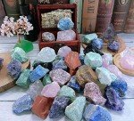 LAIDANLA Amethyst 2" Natural Rough Stones Crystal Large Raw Crystals Bulk Healing Gemstones for Reiki Healing Tumbling Fountain Rocks Wire Wrapping Decoration Cabbing Lapidary 4PCS 0.55lb