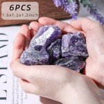 FUTUREPLUSX 6PCS Raw Amethyst, Natural Rough Stones Crystal Large Raw Crystals Bulk Healing Gemstones for Reiki Healing Tumbling Fountain Rocks Lapidary Cabbing Wire Wrapping Decoration, 0.66lb