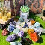 DUQGUHO 1 Lbs Crystals Raw Natural Rough Stones Natural Bulk 1’’ Color Rocks Gemstone for Lapidary Tumbling Cabbing Fountain Rocks Polishing Reiki Energy Balance Home Decoration 10 Pcs