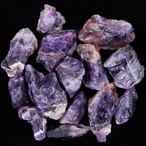 BEZAVO Amethyst Rough Stones - 1 lb Raw Crystals for Tumbling, Jewelry Making, Polishing, Cabbing, Lapidary, Fountain Rocks, Decoration, Gem Mining, Wire Wrapping, and Reiki Healing