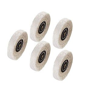 𝐋𝐮𝐨 𝐤𝐞 5 Pcs 3'' Cotton Polishing Wheel, 3/8'' Arbor Abrasive Buffing Wheel Fine Finishing Kits Lapidary Polishing Set for Bench Grinder/Buffer
