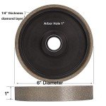 SCOTTCHEN Diamond Lapidary Jewelry Grinding Wheel 6"x1" with 1" Arbor Hole (for Gem Granite Glass Stone Marble Jade) - 120 Grit