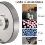 HARFINGTON Diamond Lapidary Wheel 6 Inch x 1 Inch Arbor Hole Grit: 180 Grinding Wheels for Stone, Marble, Glass, Ceramics, Crystal, Carbide, Steel
