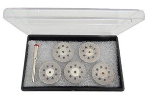 Gadgets Collection 5pc Diamond Cut Off Disc Cutting Wheels Mandrel Set Die Grinder Lapidary Saw Abrasive for Dremel Rotary Tool