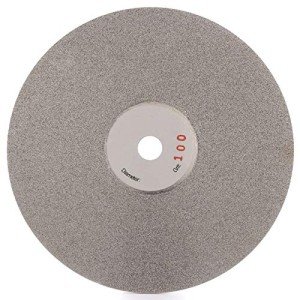 Drilax 6 inch Grit 100 Professional Quality High Density Diamond Coated Flat Lap Lapping Lapidary Wheel Disc Glass Jewelry Polishing Tool Grinding Sharpening Metal Back 1/2 Arbor (Grit100)