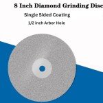 8 inch Diamond Disc Grit 600 High Density Coated Flat Lap Lapping Lapidary Wheel Glass Jewelry Polishing Tool Grinding Sharpening Metal Back 1/2 Arbor Fine GRIT0600