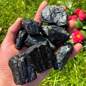 Simurg Raw Black Tourmaline Stone 1lb Black Tourmaline Rough Crystal Stone for Cabbing, Tumbling, Cutting, Lapidary, Polishing, Reiki Crystal Healing