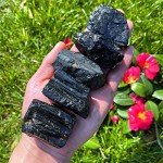 Simurg Raw Black Tourmaline Stone 1lb Black Tourmaline Rough Crystal Stone for Cabbing, Tumbling, Cutting, Lapidary, Polishing, Reiki Crystal Healing