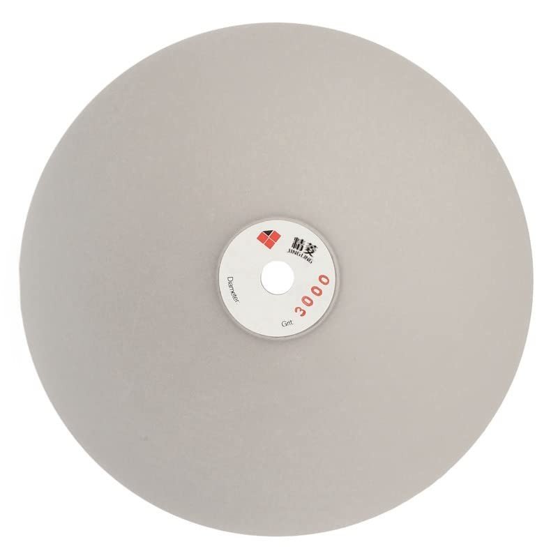 JINGLING 8" Inch Diamond Grinding Disc 3000 Grit Flat Lap Disk Lapping Plate Sanding Pads Lapidary Tools for Stone Pottery Faceting Machine