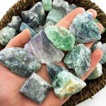 Simurg Raw Fluorite Stone 1lb ''A'' Grade Rainbow Fluorite Rough Crystal - Green Fluorite Rocks for Cabbing, Tumbling, Cutting, Lapidary, Polishing, Reiki Crystal Healing