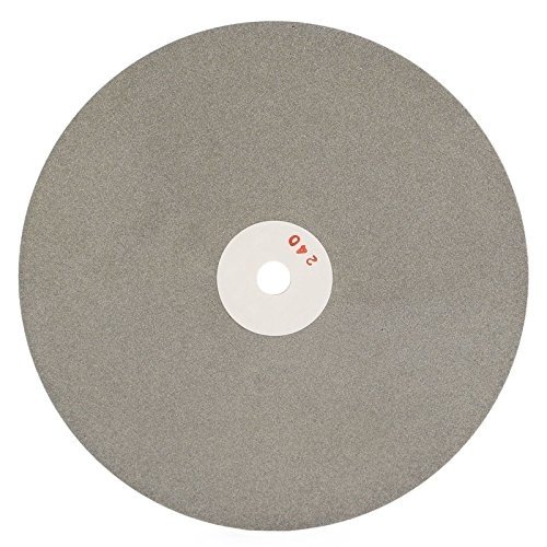 8 inch Diamond Disc Grit 240 High Density Coated Flat Lap Lapping Lapidary Wheel Glass Jewelry Polishing Tool Grinding Sharpening Metal Back 1/2 Arbor GRIT0240