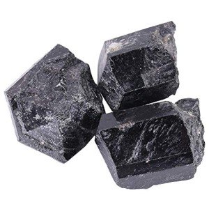 Black Tourmaline Crystal Quartz Tourmaline Rough Rocks Mineral Healing Stones for Cabbing Cutting Lapidary Tumbling and Polishing Wire Wrap Wicca and Reiki Healing, 3.5 oz, 2-3