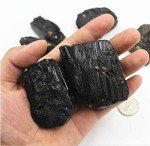 Black Tourmaline Crystal Quartz Tourmaline Rough Rocks Mineral Healing Stones for Cabbing Cutting Lapidary Tumbling and Polishing Wire Wrap Wicca and Reiki Healing, 3.5 oz, 2-3