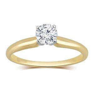 14k Yellow Gold Round Solitaire Diamond Engagement Ring (1/2 cttw, H-I Color, I2-I3 Clarity), Size 8