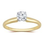 14k Yellow Gold Round Solitaire Diamond Engagement Ring (1/2 cttw, H-I Color, I2-I3 Clarity), Size 8