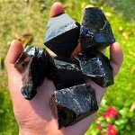 Simurg Raw Black Obsidian Stone 1lb Black Obsidian Rough Crystal Stone for Cabbing, Tumbling, Cutting, Lapidary, Polishing, Reiki Crystal Healing