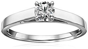1/2 cttw, 14k White Gold Round Cathedral Solitaire Diamond Ring (1/2 cttw, H-I Color, I2-I3 Clarity), Size 7