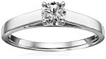 1/2 cttw, 14k White Gold Round Cathedral Solitaire Diamond Ring (1/2 cttw, H-I Color, I2-I3 Clarity), Size 7