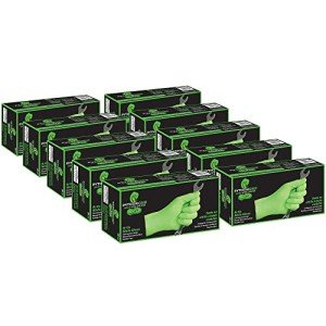 EPPCO Python Grip 6-Mil Nitrile Gloves Disposable Powder Free, Latex Free, Textured Superior Grip Glove for Mechanics, Auto-motive, Industrial Work, Lime Green, Large, Case of 1000