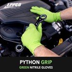 EPPCO Python Grip 6-Mil Nitrile Gloves Disposable Powder Free, Latex Free, Textured Superior Grip Glove for Mechanics, Auto-motive, Industrial Work, Lime Green, Large, Case of 1000