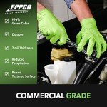 EPPCO Python Grip 6-Mil Nitrile Gloves Disposable Powder Free, Latex Free, Textured Superior Grip Glove for Mechanics, Auto-motive, Industrial Work, Lime Green, Large, Case of 1000