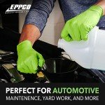 EPPCO Python Grip 6-Mil Nitrile Gloves Disposable Powder Free, Latex Free, Textured Superior Grip Glove for Mechanics, Auto-motive, Industrial Work, Lime Green, Large, Case of 1000
