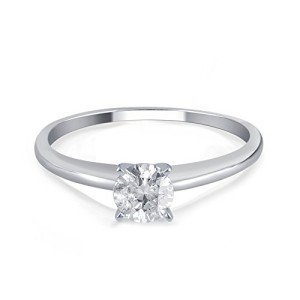 14k Round Solitaire White Gold Engagement Ring (1cttw, H-I Color, I3 Clarity), Size 7