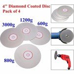 4pcs/Set 100mm Polishing Grinding Disc 600 800 1200 3000 Grit L Diamond Coated Flat Lap Wheel Lapidary Polishing Grinding Disc