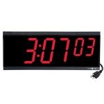 Pyramid Time Systems Extra Large Stand Alone Digital Clock, 4" Numeral Red LED Display, 6 Digit (Hour, Minutes, Seconds), 110V, 6' cord, Stand-Alone, Made in USA (DIG-6B)